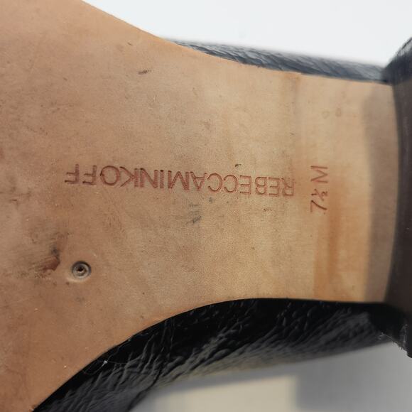 Rebecca Minkoff Womens Edie Black Patent Leather Loafers Size 7.5 M Block Heels - Picture 9 of 9